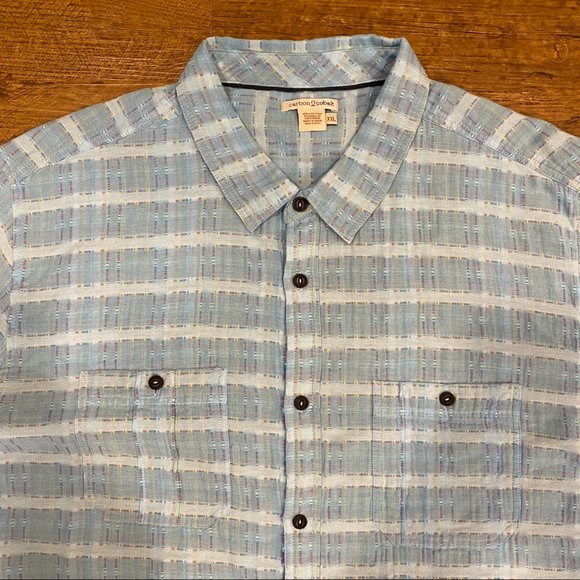 Carbon 2 Cobalt Sea Change Chambray Textured Patchwork Button Up Shirt Men's 2XL - Picture 1 of 11